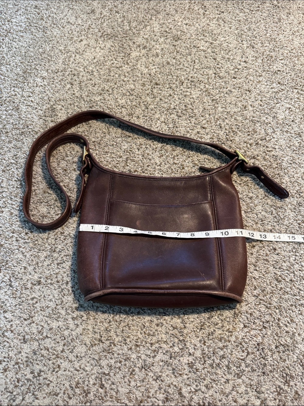 Vintage Coach 9816 Slim Duffle Dark Brown Leather Zip-Top Crossbody - Picture 5 of 10